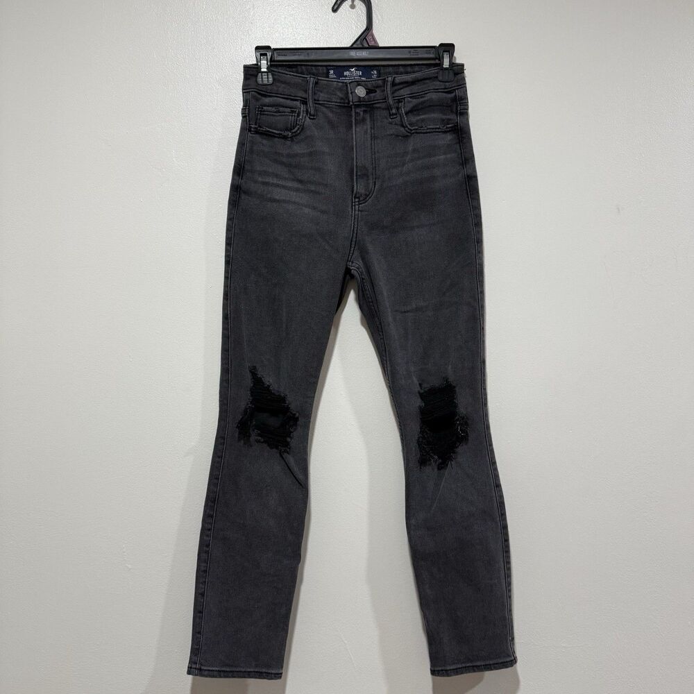Hollister Ultra High Rise Skinny Ankle Jeans Women's Size 26 Black Distressed